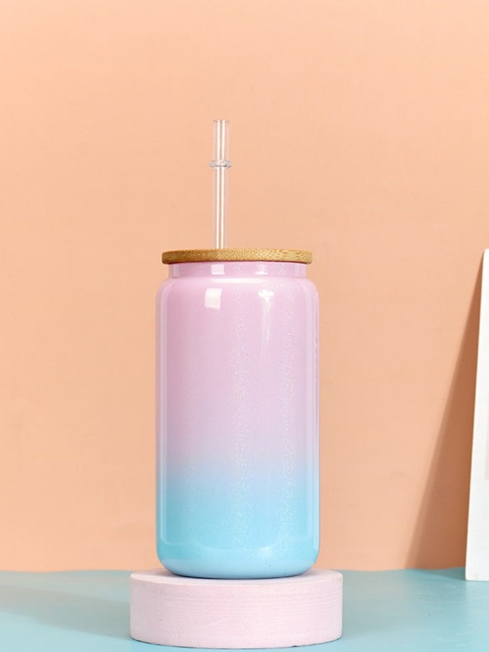 Sparkly Gradient Blue To Pink Insulated Tumbler